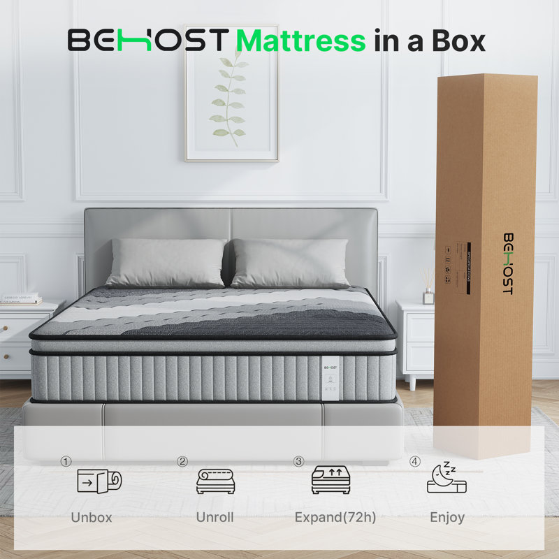 12 in Queen Size Hybrid Memory Foam Mattress in a Box, Individual Pocket Springs for Motion Isolation, Silent Sleep and Pressure Relief