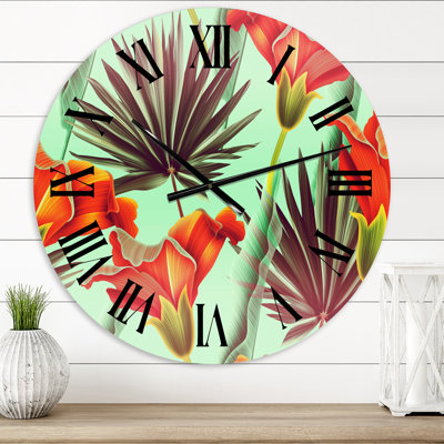 Fleurs tropicales VIntage - horloge murale traditionnelle