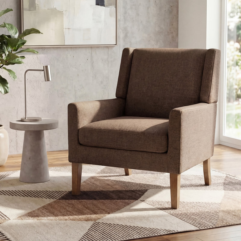 Fauteuil à oreilles Ayran, Tissu brun