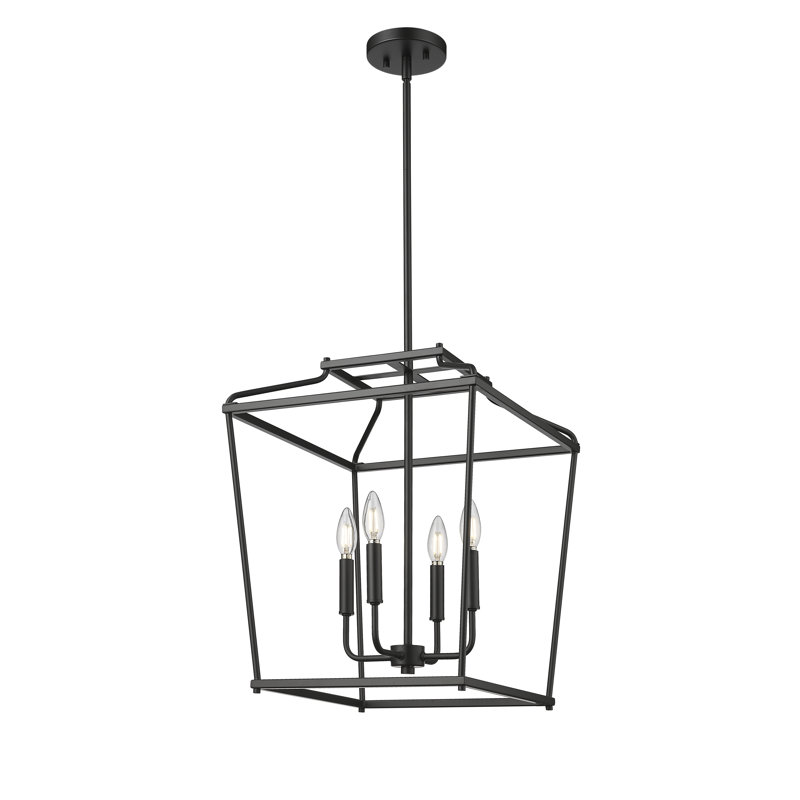 Luminaire suspendu 4 lumières Nellita, H 21 po x l 16 po x P 16 po, Noir mat
