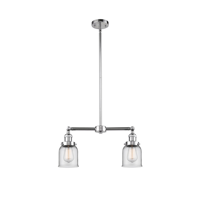 Bell - 2 Light 21" Island Light, 6 Watt Vinage LED Bulb, Clear, Polished Chrome