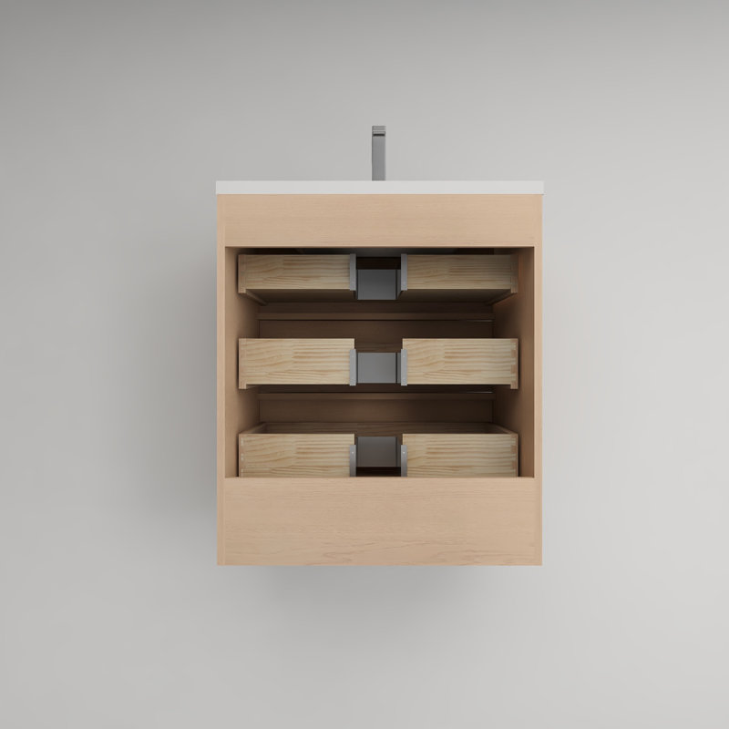 Victoria 29.5'' Red Oak Freestanding Bathroom Vanity with Acrylic Top