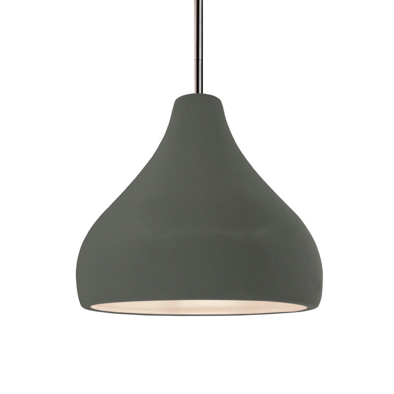 Luminaire suspendu à 1 lumière Meydan, H 8 po x l 11,5 po x P 11,5 po, Étain, vert, Nickel brossé
