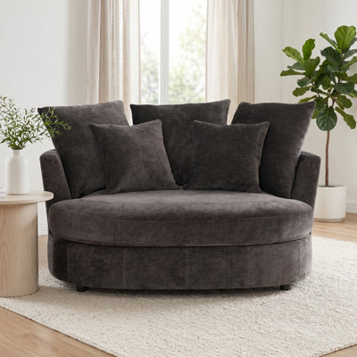 55" W Slipcovered Upholstered Accent Barrel Chair