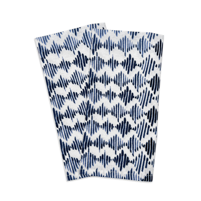 Lenox Blue Bay Napkin, Geometric Shapes, White