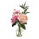 Mélange de fleurs roses et de verdure dans un vase en verre
