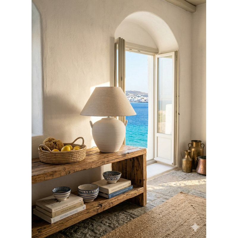 Ceramic Table Lamp, White, White