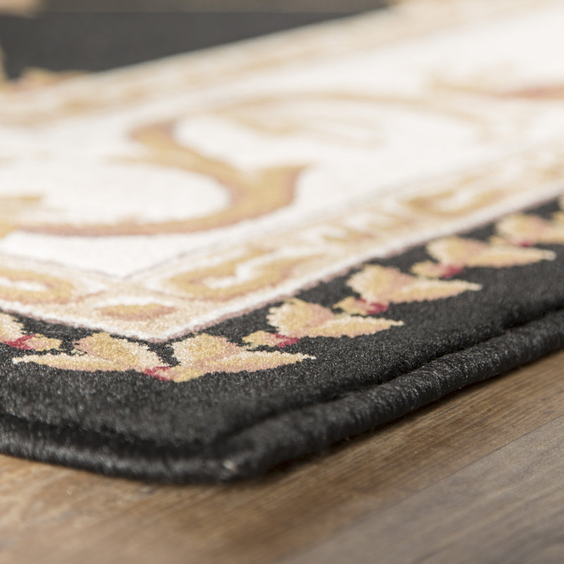 Corinthian Heirloom Traditional Black Ivory Performance Area Rug, Rectangle 3'3" x 4'11"