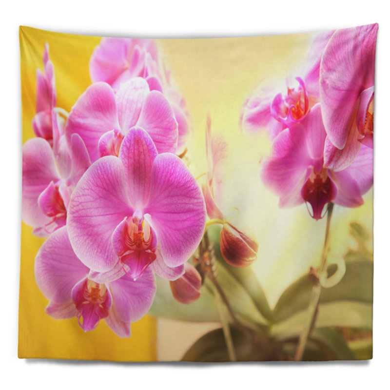 Tapisserie fleurie d’orchidées florales, H 32 po x l 39 po