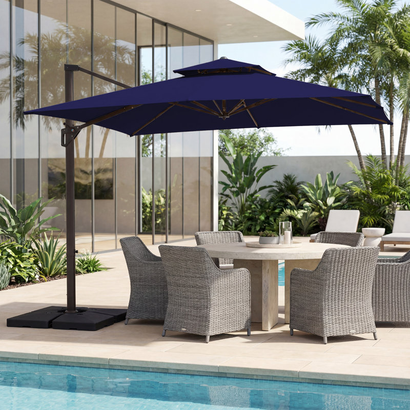 Parasol en porte-à-faux 11 pi Germar, Bleu marine, H 106 po x l 132 po x P 132 po
