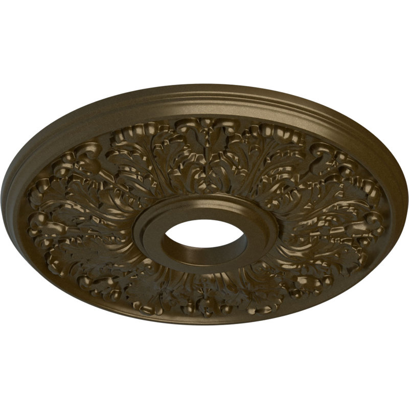 Endurathane Apollo Ceiling Medallion, 16 1/2"OD x 3 5/8"ID x 1 1/8"P (Fits Canopies up to 5 5/8"), Hand-Painted Brass Finish