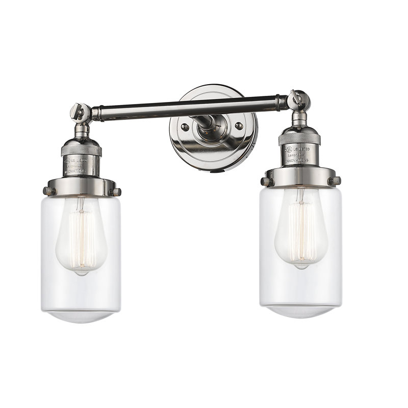 Éclairage pour salle de bain 2 lumières Saroyan, Ampoule incandescente rétro de 60 watts, Transparent, Nickel poli