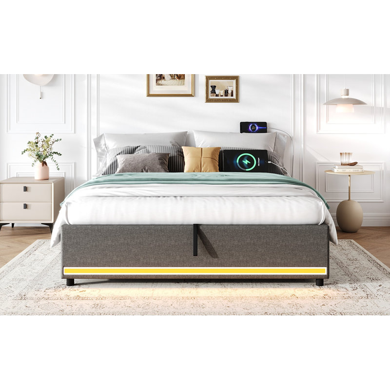 Metal Ottoman Storage Bed, Double (4'6)