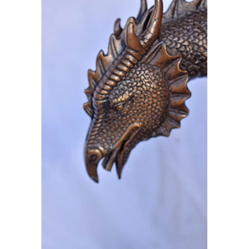 Dragon Standing on Rock Bronze Outdoor Statue, Ricky Stunning Garden Decor Fountain, 23"Lx18"Wx23"H
