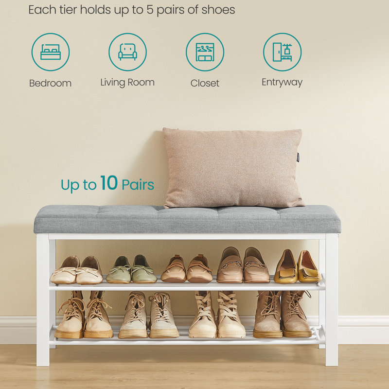 Shoe Storage Bench, Dove Gray/Cloud White