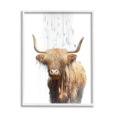 Az-240-Framed " Highland Cow Bathroom Splash " by Annalisa Latella