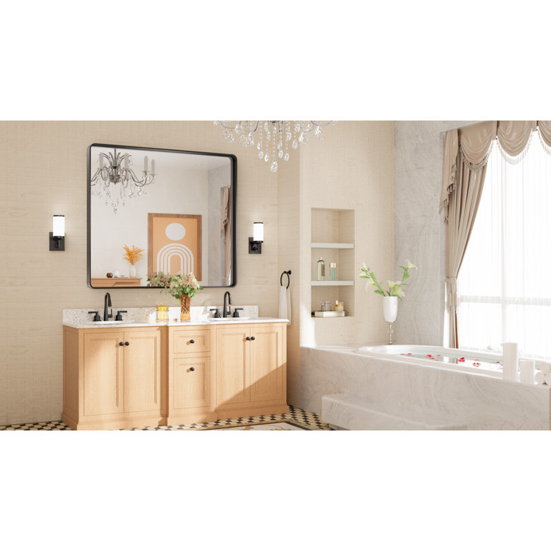 Miroir d'appoint Tyro, Noir mat, 42 po x 36 po, Rectangulaire