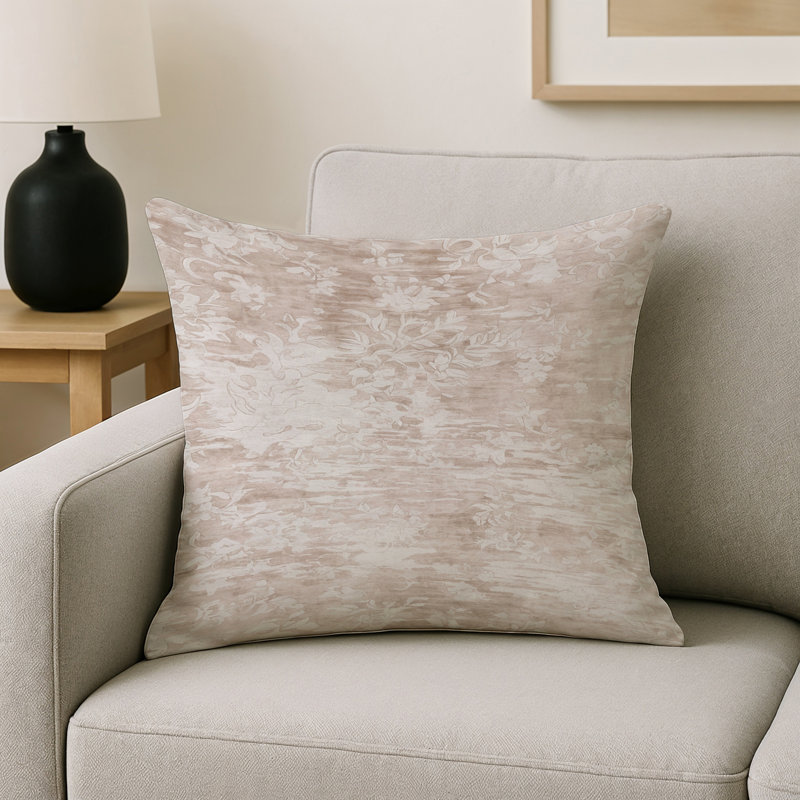 Coussin décoratif intérieur et extérieur Modern, Carré 16 po, Beige abstrait 1