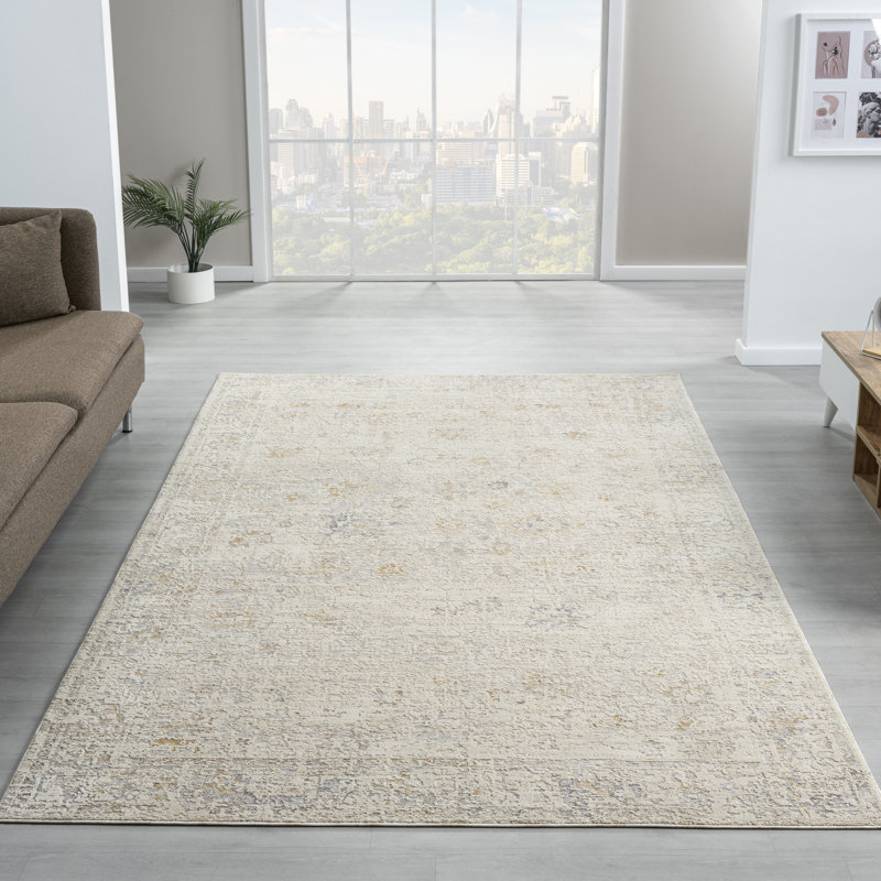 Melby Ivory/Beige Traditional Floral Filigree Power-loomed Indoor Area Rug, Rectangle 7'9" x 10'