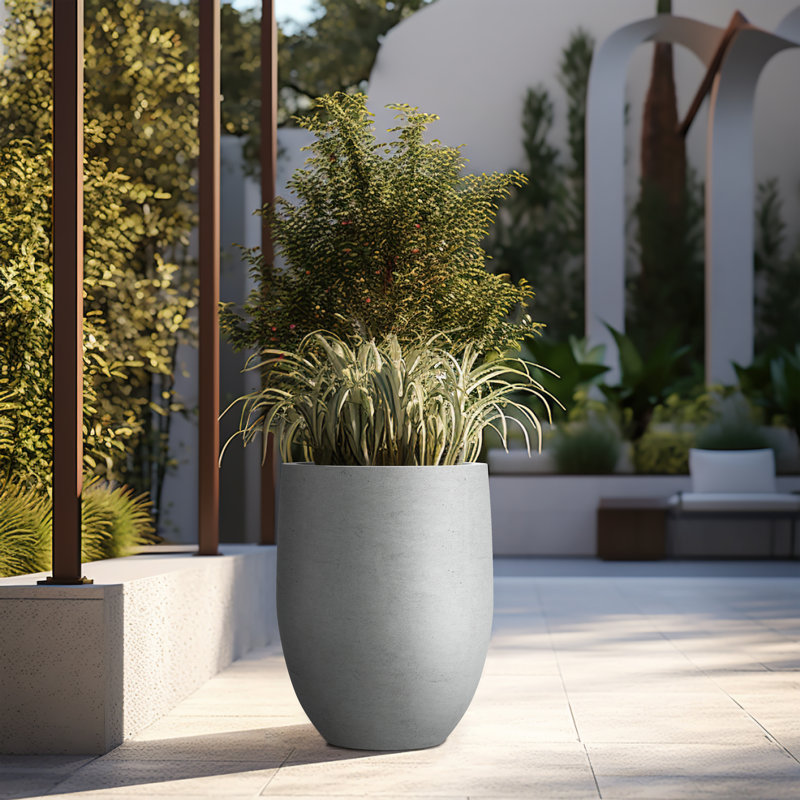 Pot à fleurs en ciment Irmelie, Gris naturel, H 21,65 po x l 16,93 po x P 16,93 po
