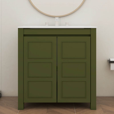 Ensemble de meuble-lavabo compact avec lavabo en céramique Timeless Elegance