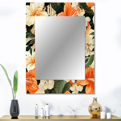 Carolynne Papaya Dreams, motif tropical - miroir décoratif tropical, botanique, miroir mural floral, impression d'art en métal