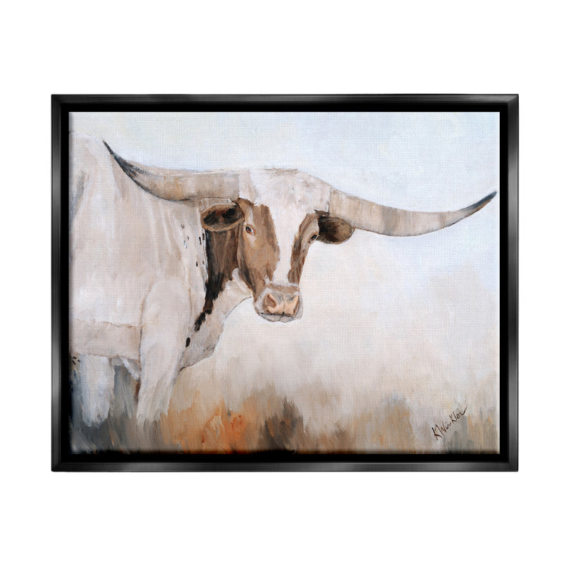 Bétail à la ferme - Peinture, H 17 po x l 21 po x P 1,7 po, Cadre flottant noir de jais