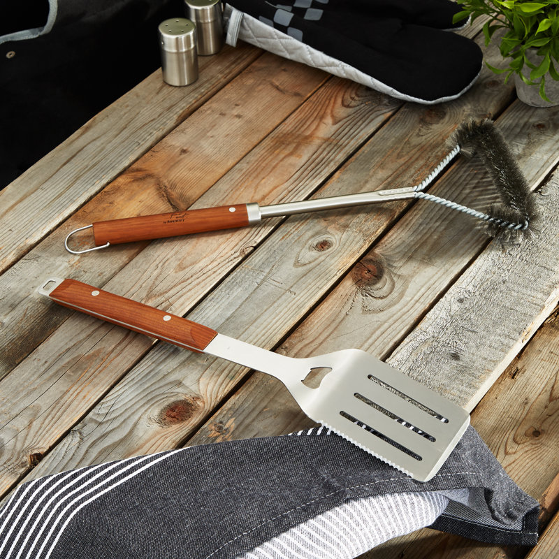 Spatule barbecue en acier inoxydable de 40 cm avec manche en bois