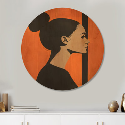 Étude de profil Amber - Décoration murale ronde en bois pour femme