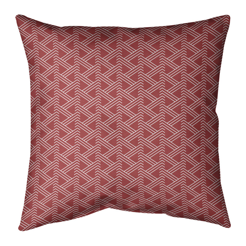 Coussin décoratif à motif zig zag classique, Bourre en polyester, H 18 po x l 18 po, Rouge pâle