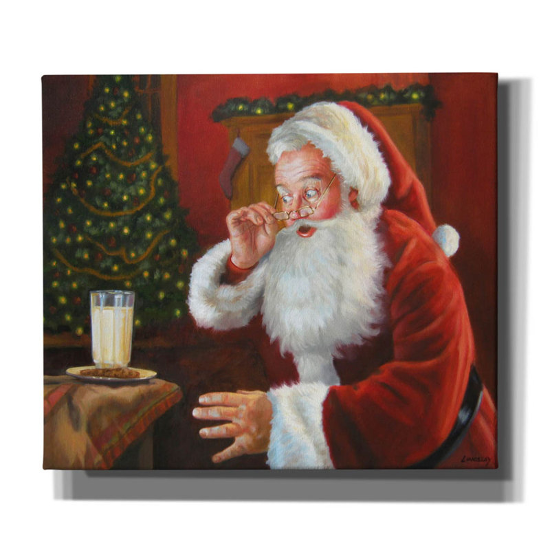 «Santa Milk And Cookies» par David Lindsley, art mural sur toile, H 26 po x l 30 po x P 1,5 po
