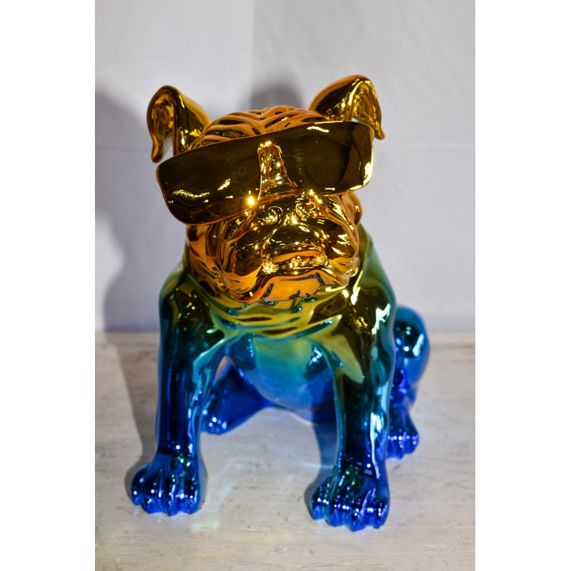 Statue de jardin pour chien Ilijan Ombre, Bleu varié