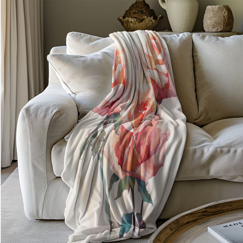 Couverture géométrique 1 pièce Sherpa Premium Petals 0199, L 60 po x L 80 po