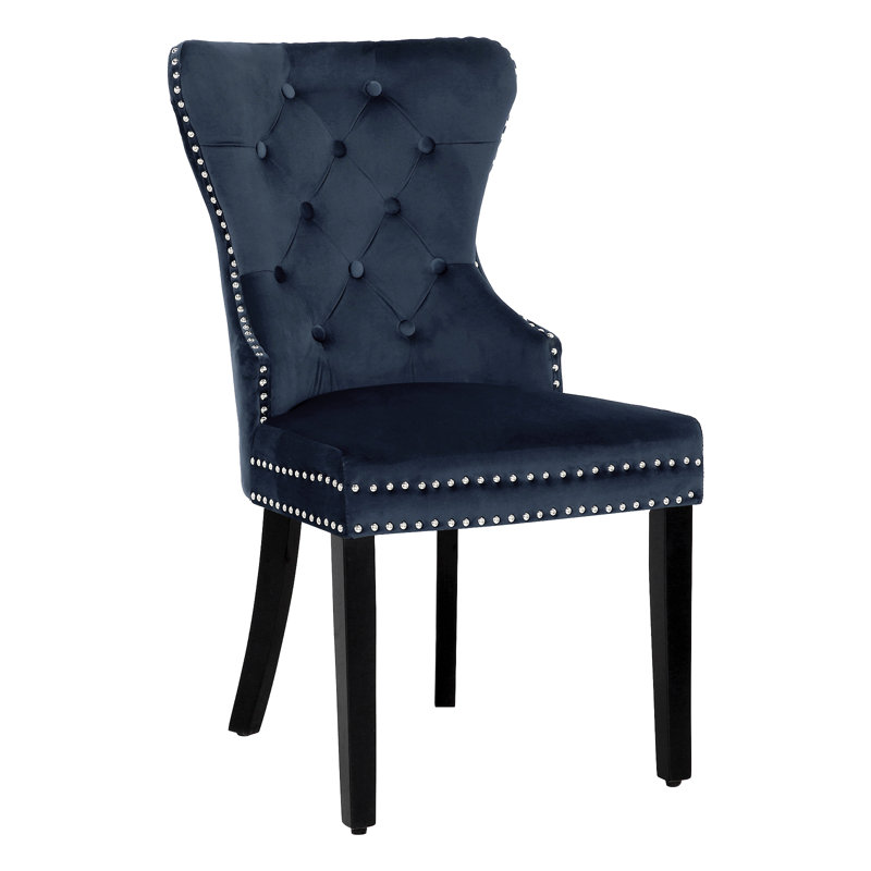 Kirsten 19.75'' H Tufted Velvet Upholstered Side Chair, Navy