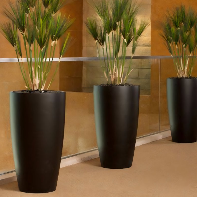 ECOBO Eco-Friendly Round Pot Planter, VicenzaIndoor/Outdoor use,Four Season Use, 28" H x 15.5" W x 15.5" D, Solid Black