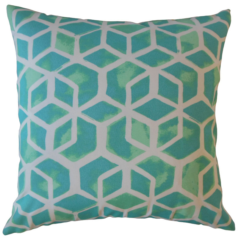 Coussin Zareh, 18 po x 18 po, Bleu, Coussin décoratif