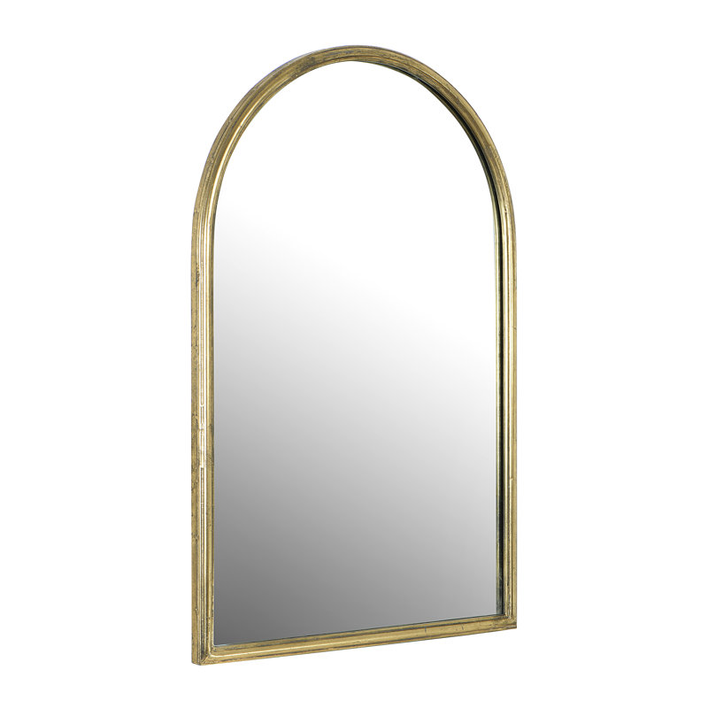 Arched Gold Metal Framed Wall Mirror, 24" x 36"