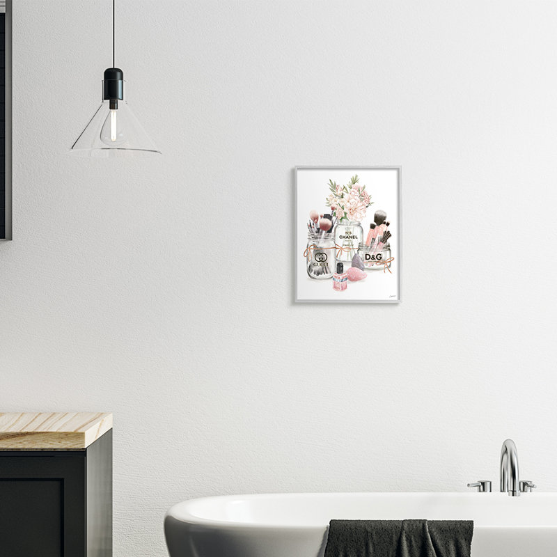 Pinceaux à la mode dans des pots Glam, H 14 po x l 11 po, Estampe numérique Farmhouse
