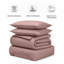 Microfiber Striped Duvet Cover Set with Matching Pillowcases and Stripe Fitted Sheet-117597584-117597593