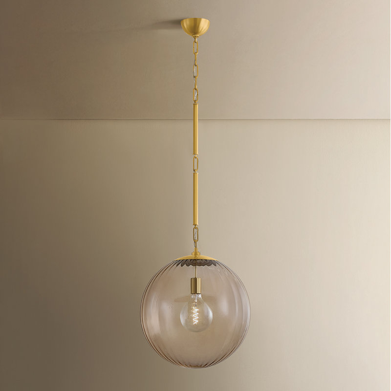 Jaipur 1-Light Optic Glass Pendant, 19" H x 17" W x 17" D, 25 Watts