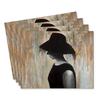 Audrey Hepburn Big Hat Polyester Eiver Set of 4 | Home Decor