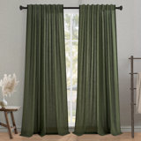 Cotton Linen Blended Light Filtering Curtain,Back Tab Hooks  Drapes (Set of 2,With Hooks)