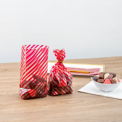 Restaurantware Candy Packaging Bags 4000 Count 4 x 2 Inches Red Stripes Plastic Gift Bags, Sealable Long-Lasting Treat Pouches Food-Safe for Candy Storage