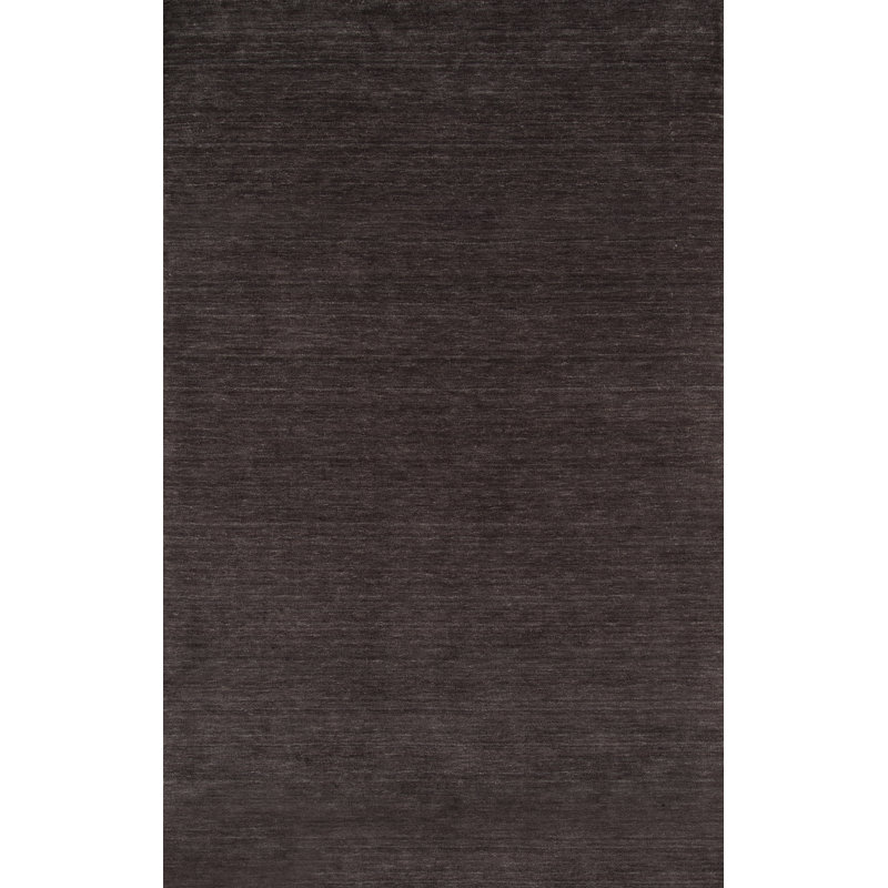 Tapis gris anthracite en laine tissé à la main Donaghy, Rectangle 5 pi x 8 pi