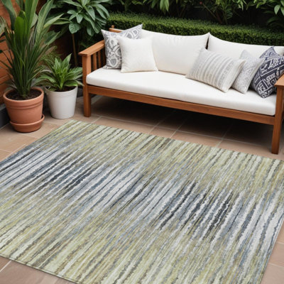 Tapis intérieur lavable rayé beige et taupe 8 pi x 10 pi beige