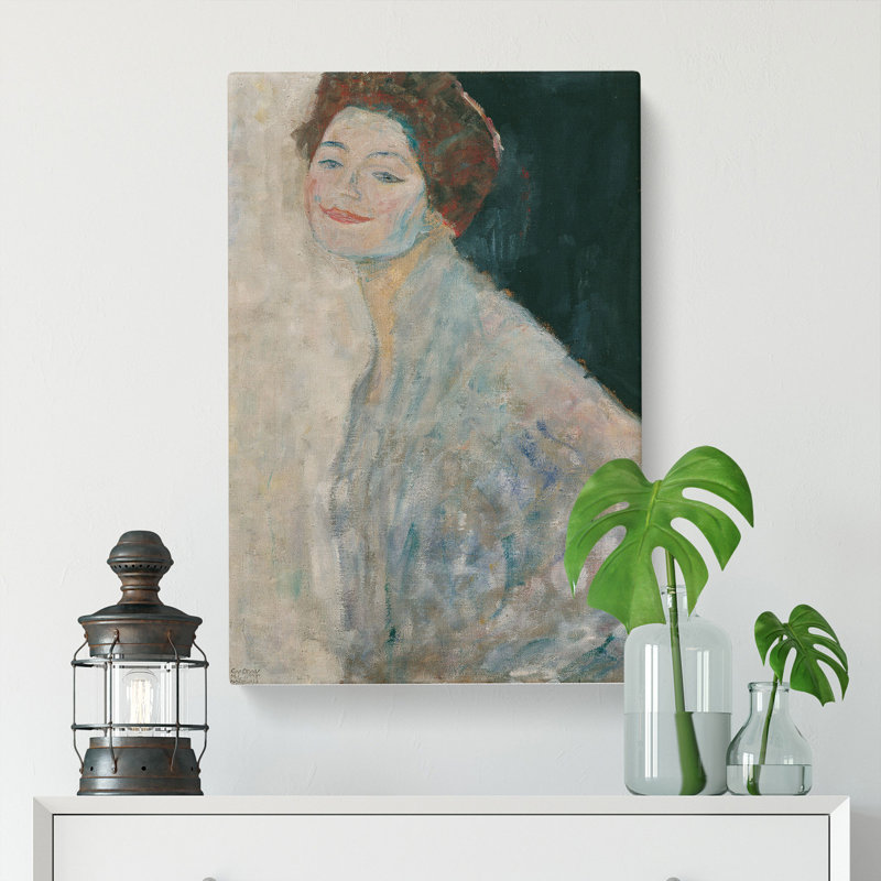 Lady In White by Gustav Klimt - Wrapped Canvas Painting, 50cm H x 35cm W x 3cm D