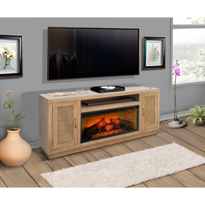 Unfinished TV Stand for TVs up to 85" with Fireplace Included