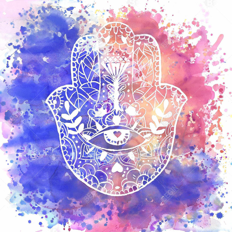 Hamsa hand - 20"x20" Throw pillow cover - Poly twill - Print on demand