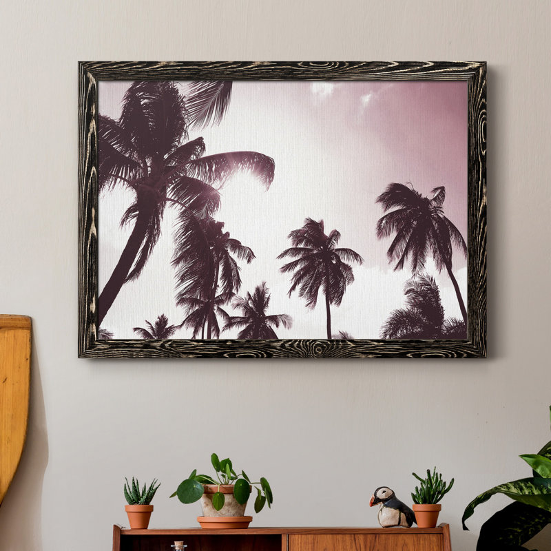 Palm Sunshine - Reproduction de photo sur toile encadrée, H 37,5 po x l 27,5 po x P 1,5 po, Toile avec cadre noir