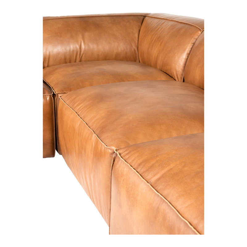 Luxe Leather Modular Sectional, Tan Genuine Leather